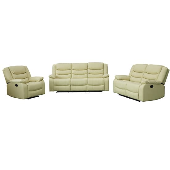 Sorrento 3+2+1 Bonded Leather Recliner Sofa Set In Ivory