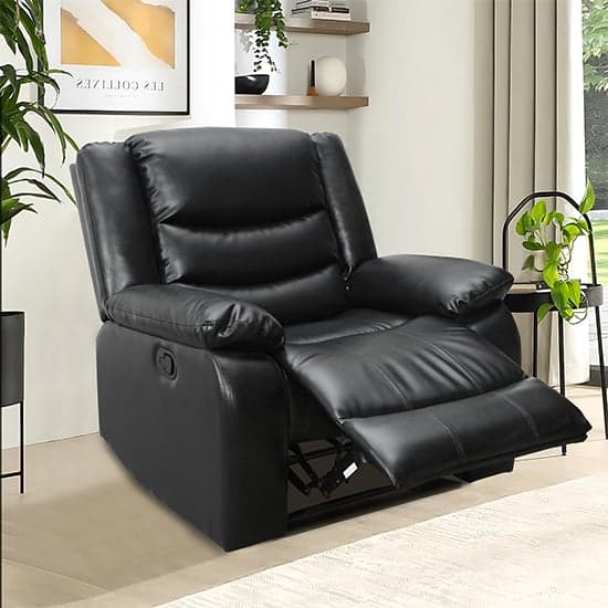 Sorrento Bonded Leather Recliner 1 Seater Sofa In Black