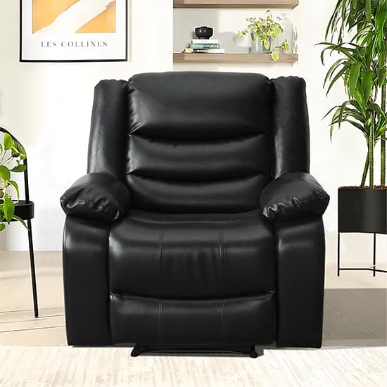 Sorrento Bonded Leather Recliner 1 Seater Sofa In Black