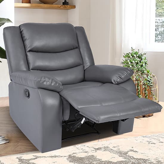 Sorrento Bonded Leather Recliner 1 Seater Sofa In Dark Grey