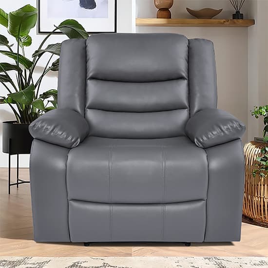 Sorrento Bonded Leather Recliner 1 Seater Sofa In Dark Grey