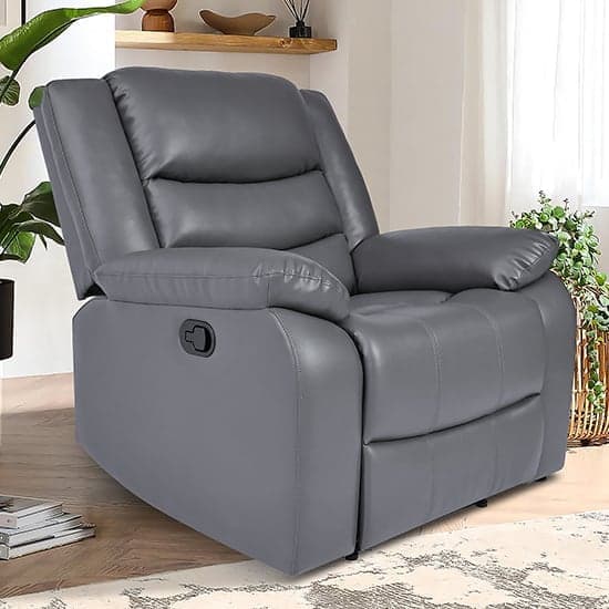 Sorrento Bonded Leather Recliner 1 Seater Sofa In Dark Grey