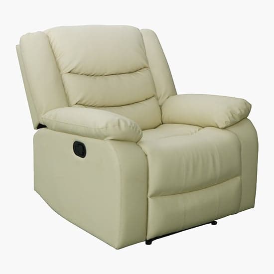 Sorrento Bonded Leather Recliner 1 Seater Sofa In Ivory