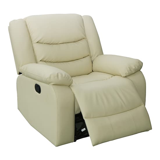 Sorrento Bonded Leather Recliner 1 Seater Sofa In Ivory