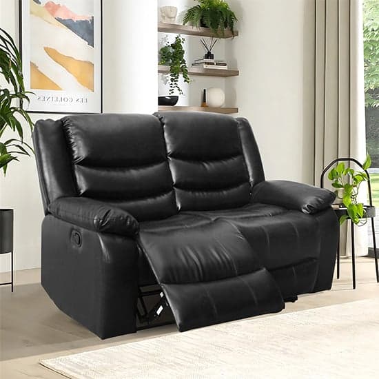 Sorrento Bonded Leather Recliner 2 Seater Sofa In Black