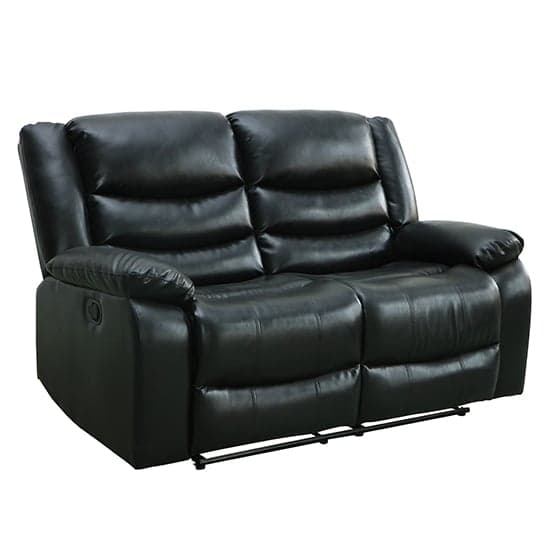 Sorrento Bonded Leather Recliner 2 Seater Sofa In Black