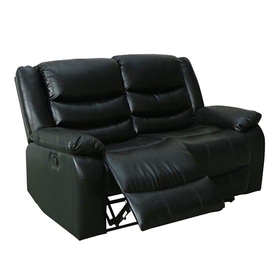 Sorrento Bonded Leather Recliner 2 Seater Sofa In Black