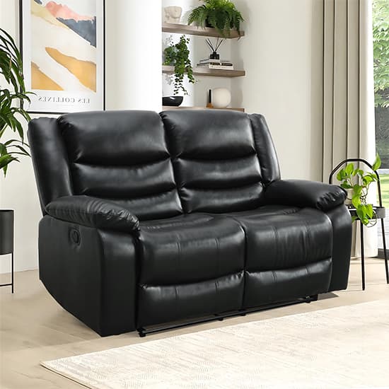 Sorrento Bonded Leather Recliner 2 Seater Sofa In Black