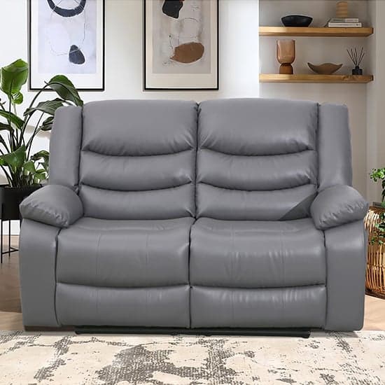 Sorrento Bonded Leather Recliner 2 Seater Sofa In Dark Grey