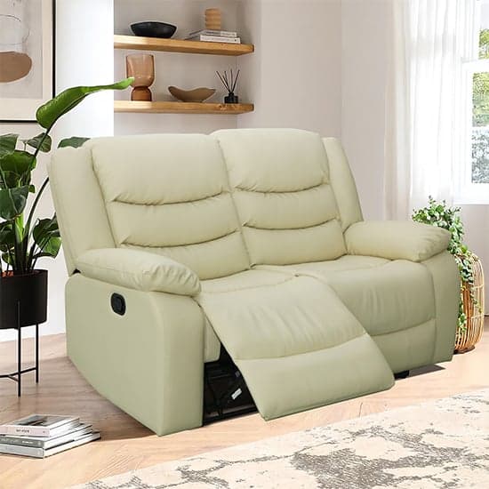 Sorrento Bonded Leather Recliner 2 Seater Sofa In Ivory