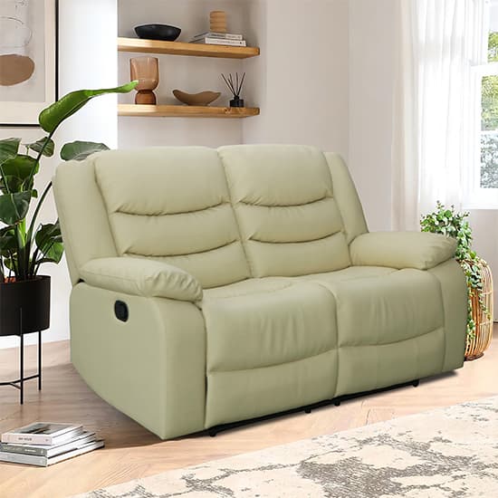 Sorrento Bonded Leather Recliner 2 Seater Sofa In Ivory