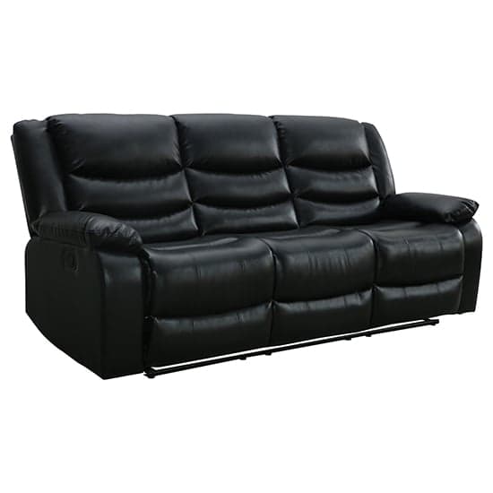 Sorrento Bonded Leather Recliner 3 Seater Sofa In Black