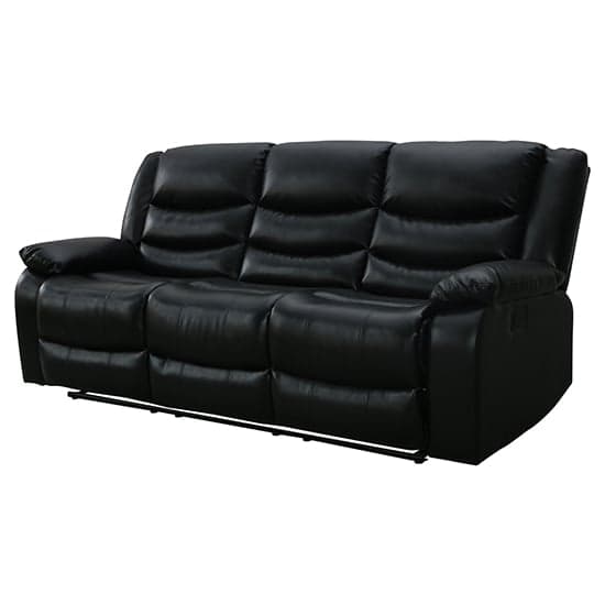 Sorrento Bonded Leather Recliner 3 Seater Sofa In Black