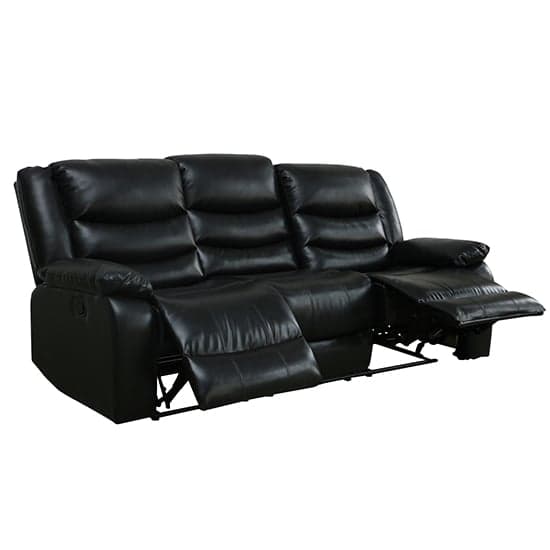 Sorrento Bonded Leather Recliner 3 Seater Sofa In Black