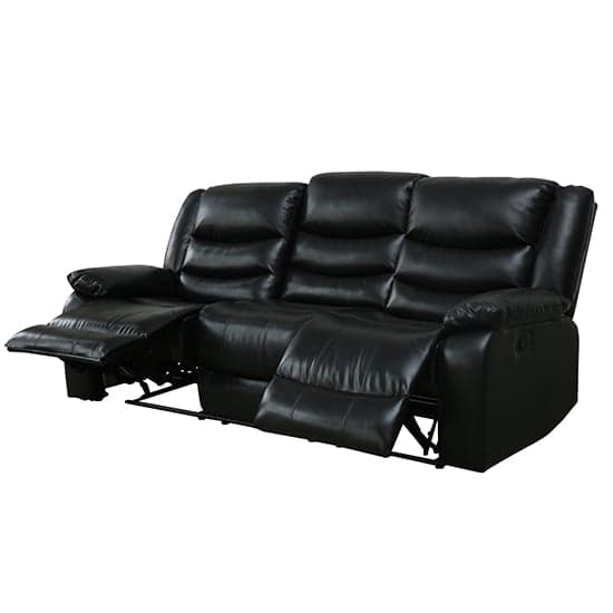 Sorrento Bonded Leather Recliner 3 Seater Sofa In Black