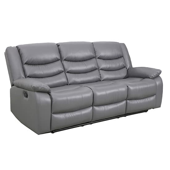 Sorrento Bonded Leather Recliner 3 Seater Sofa In Dark Grey