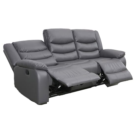 Sorrento Bonded Leather Recliner 3 Seater Sofa In Dark Grey