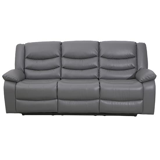 Sorrento Bonded Leather Recliner 3 Seater Sofa In Dark Grey