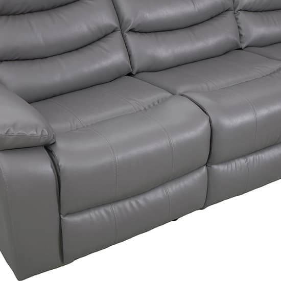 Sorrento Bonded Leather Recliner 3 Seater Sofa In Dark Grey