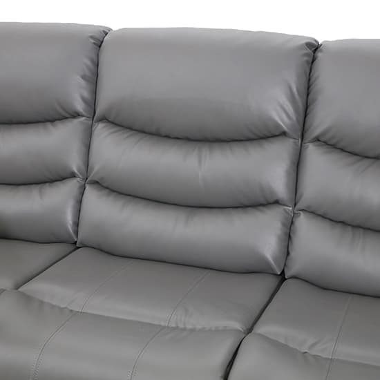 Sorrento Bonded Leather Recliner 3 Seater Sofa In Dark Grey