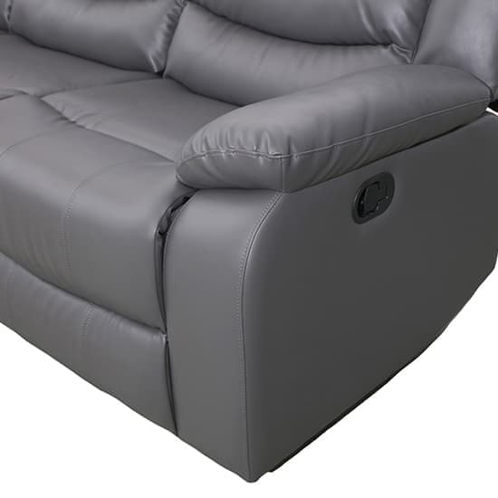 Sorrento Bonded Leather Recliner 3 Seater Sofa In Dark Grey