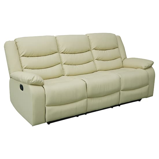 Sorrento Bonded Leather Recliner 3 Seater Sofa In Ivory