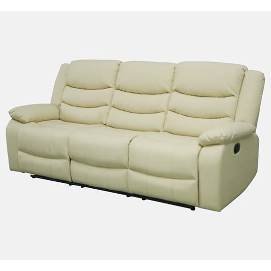 Sorrento Bonded Leather Recliner 3 Seater Sofa In Ivory