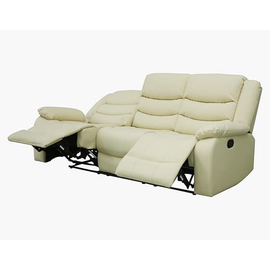 Sorrento Bonded Leather Recliner 3 Seater Sofa In Ivory