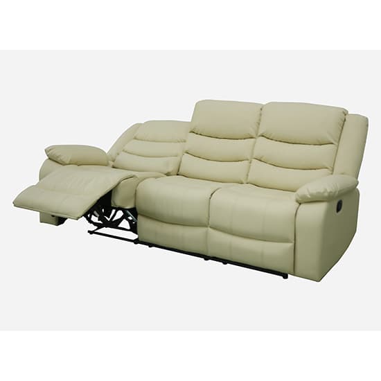 Sorrento Bonded Leather Recliner 3 Seater Sofa In Ivory