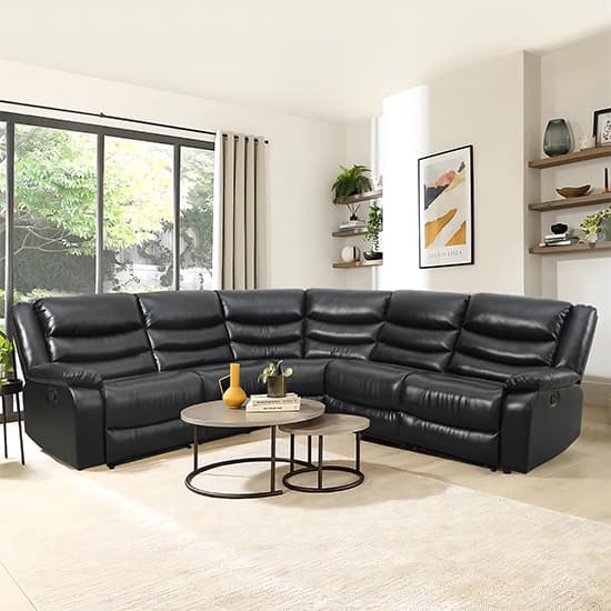 Sorrento Bonded Leather Recliner Corner Sofa In Black