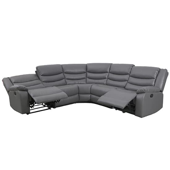 Sorrento Bonded Leather Recliner Corner Sofa In Dark Grey