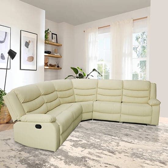 Sorrento Bonded Leather Recliner Corner Sofa In Ivory