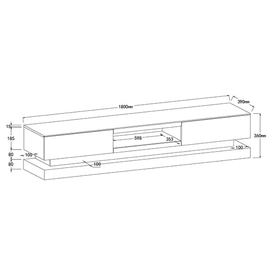 Stalely High Gloss TV Stand In Black With Multi LED Lighting