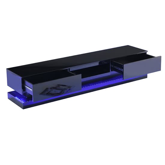 Stalely High Gloss TV Stand In Black With Multi LED Lighting