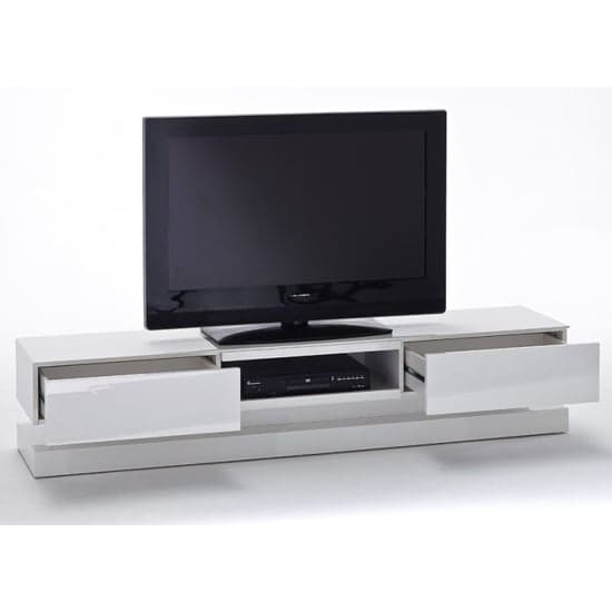 Stalely High Gloss TV Stand In White With Multi LED Lighting