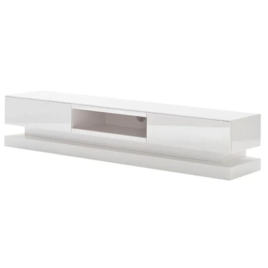 Stalely High Gloss TV Stand In White With Multi LED Lighting