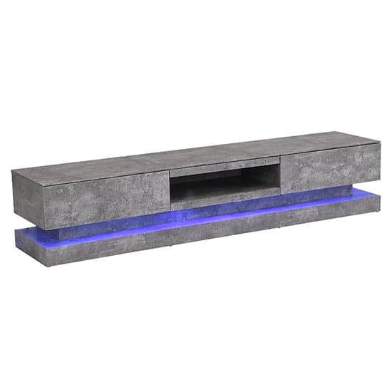 Stalely Wooden TV Stand In Concrete Effect With Multi LED Lighting