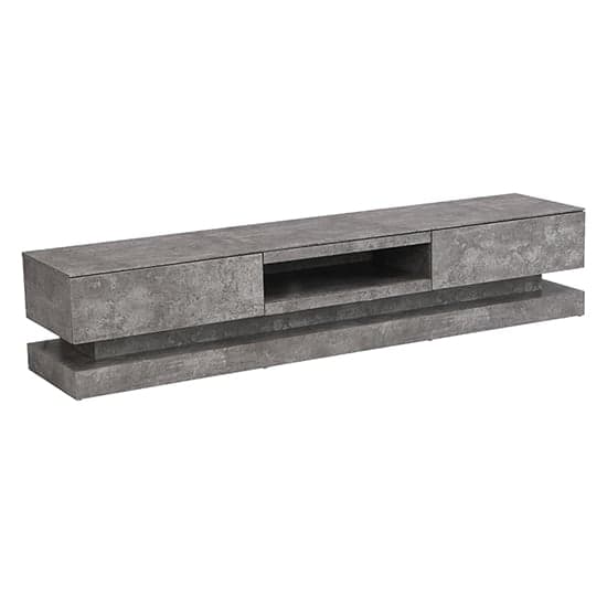 Stalely Wooden TV Stand In Concrete Effect With Multi LED Lighting