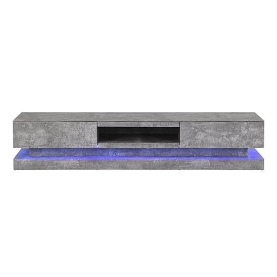 Stalely Wooden TV Stand In Concrete Effect With Multi LED Lighting