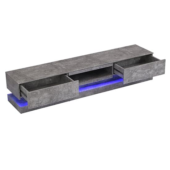 Stalely Wooden TV Stand In Concrete Effect With Multi LED Lighting