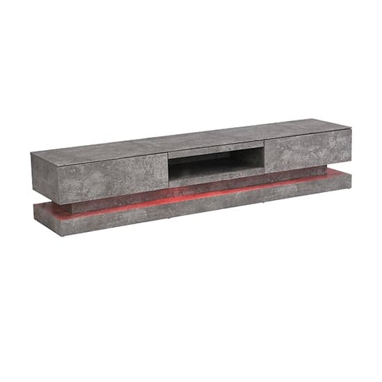 Stalely Wooden TV Stand In Concrete Effect With Multi LED Lighting