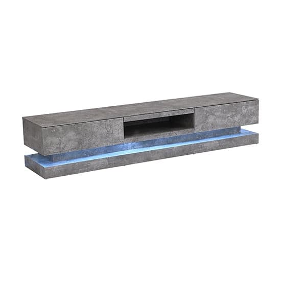 Stalely Wooden TV Stand In Concrete Effect With Multi LED Lighting