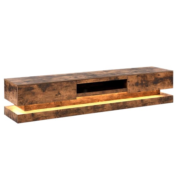 Stalely Wooden TV Stand In Rustic Oak With Multi LED Lighting