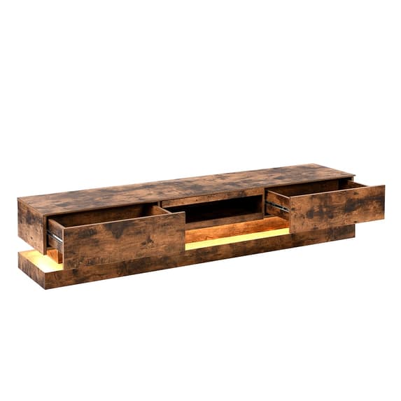 Stalely Wooden TV Stand In Rustic Oak With Multi LED Lighting