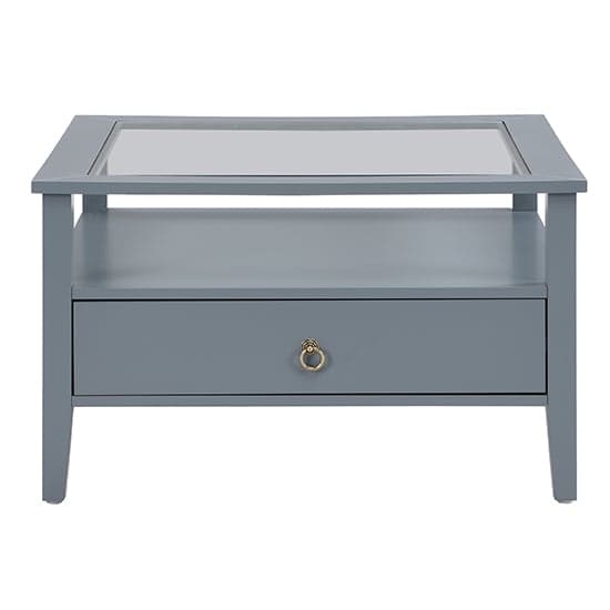 Stanford Square Glass Coffee Table With 2 Drawers In Grey