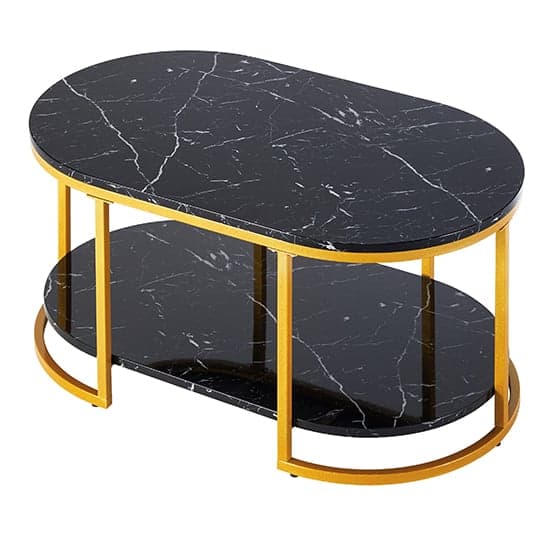 Starkville High Gloss Coffee Table In Black Milano Marble Effect