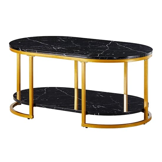 Starkville High Gloss Coffee Table In Black Milano Marble Effect