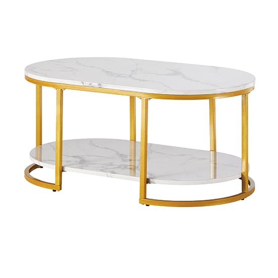 Starkville High Gloss Coffee Table In White Diva Marble Effect