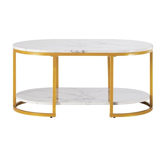 Starkville High Gloss Coffee Table In White Diva Marble Effect