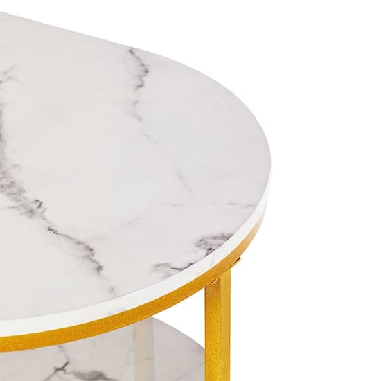 Starkville High Gloss Coffee Table In White Diva Marble Effect